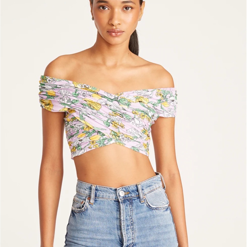 AMUR Jona Crop Top in Lilac Petal Lemon Garden